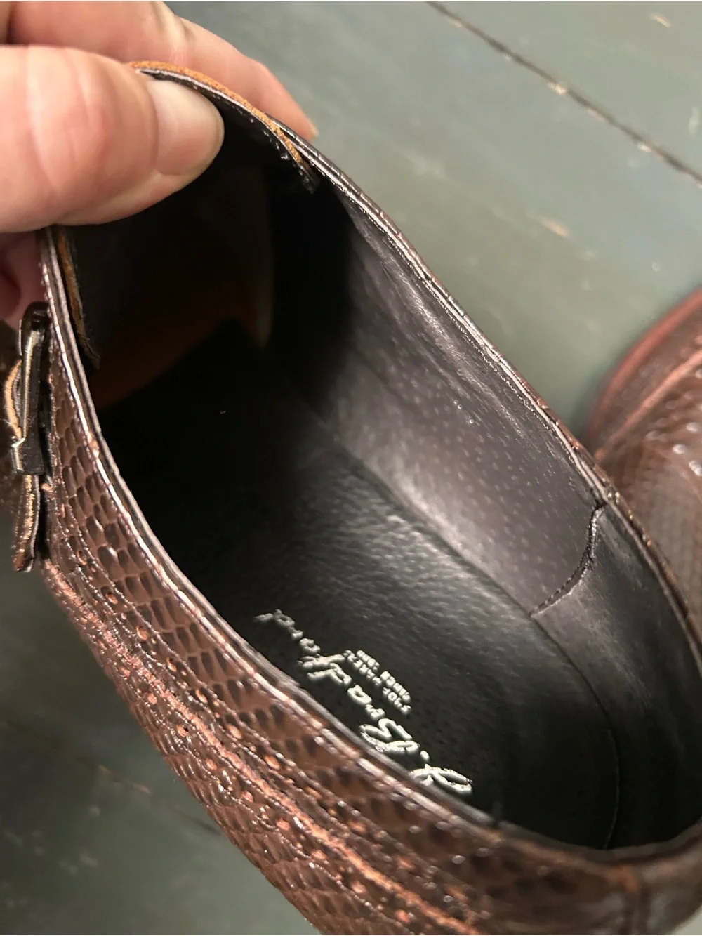 J. Bradford Brown Exotic Snakeskin Monk Strap Dress Shoes Made in Italy EU 45